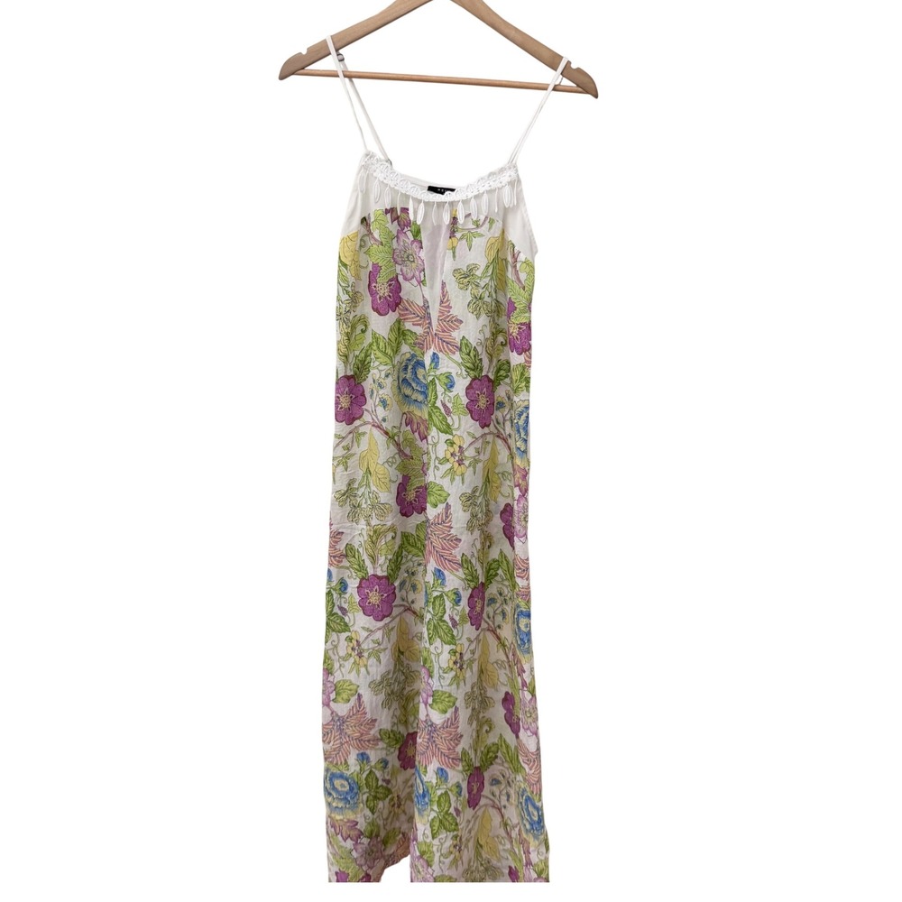 Beulah Style Maxi Dress Small White Floral Boho Tassel Strap Beach Wedding
